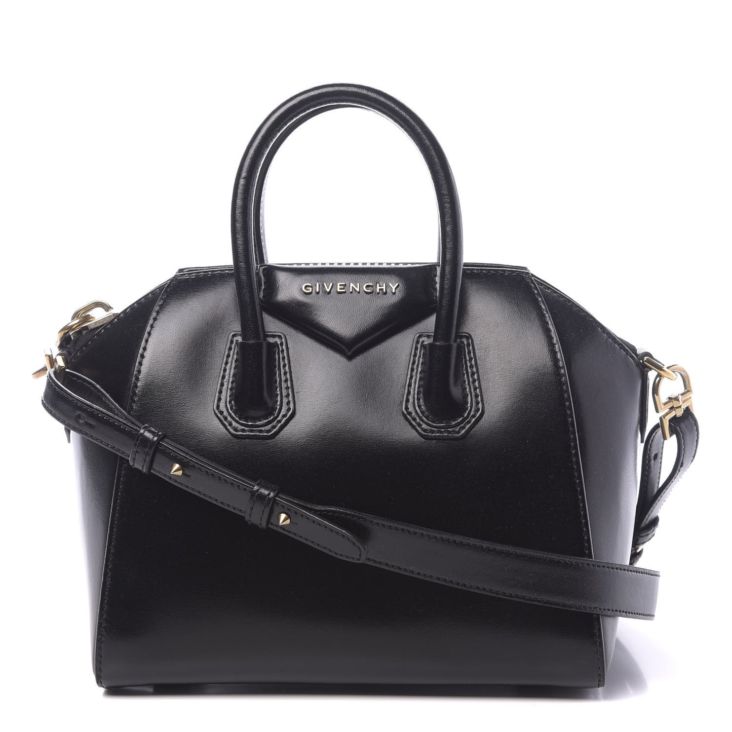 Shiny Lord Calfskin Mini Antigona Black