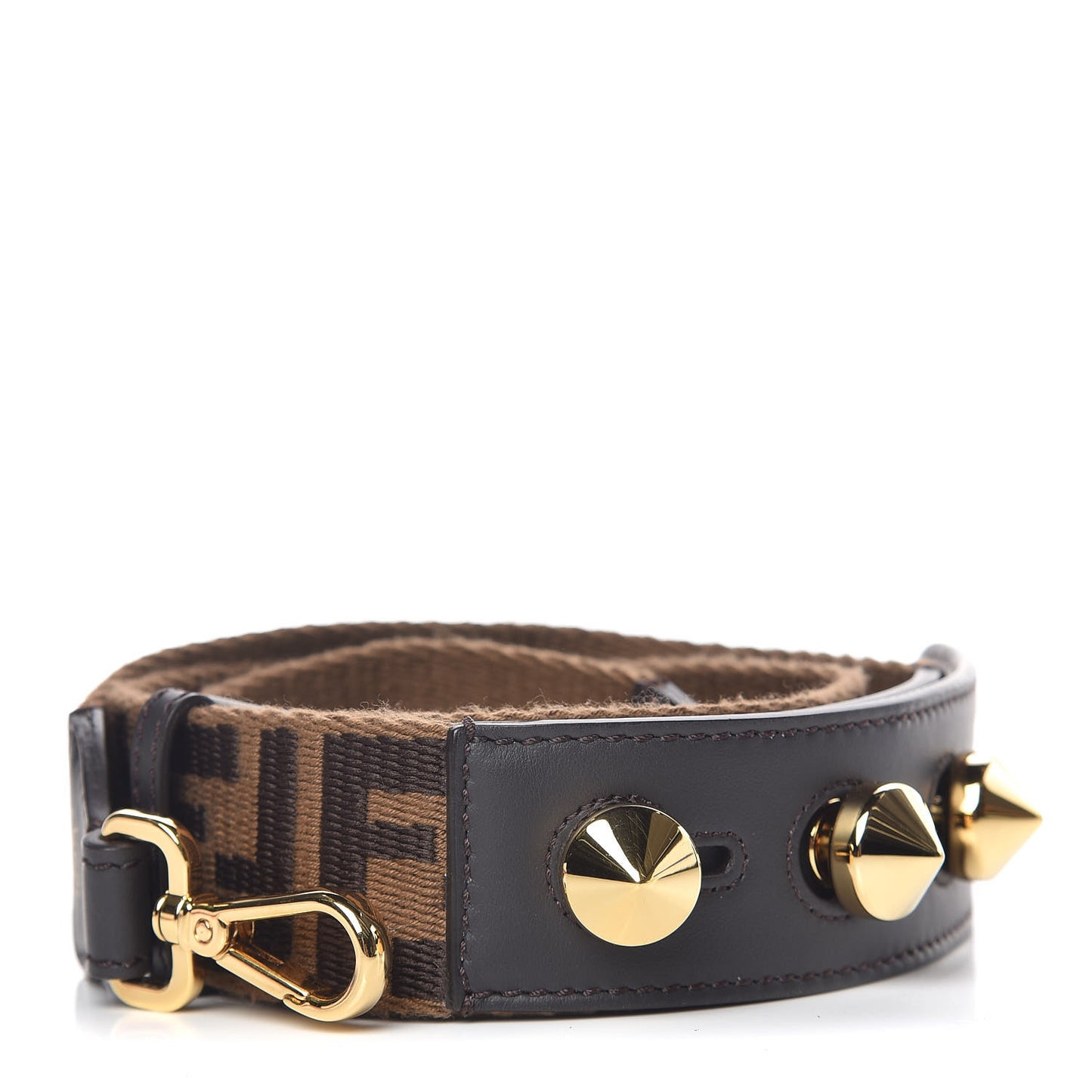 Ribbon Vitello Century FF 1974 Studded Strap You Fango Marrone Ebano
