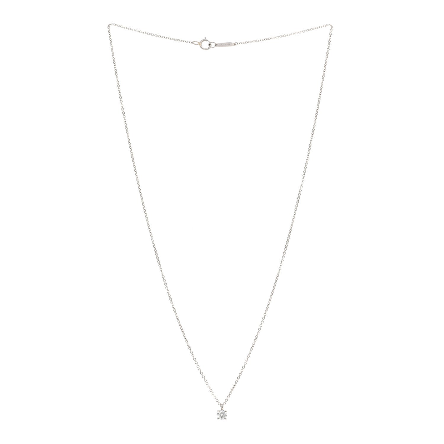 Tiffany Platinum Diamond .20ct Solitaire Pendant Necklace 3 of 5
