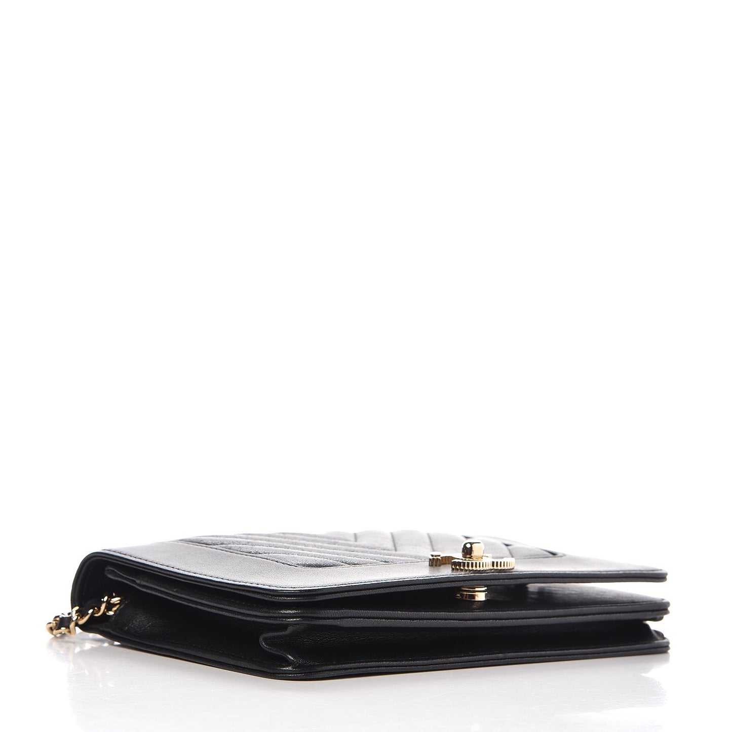 Sheepskin Quilted Mademoiselle Vintage Wallet On Chain WOC Black