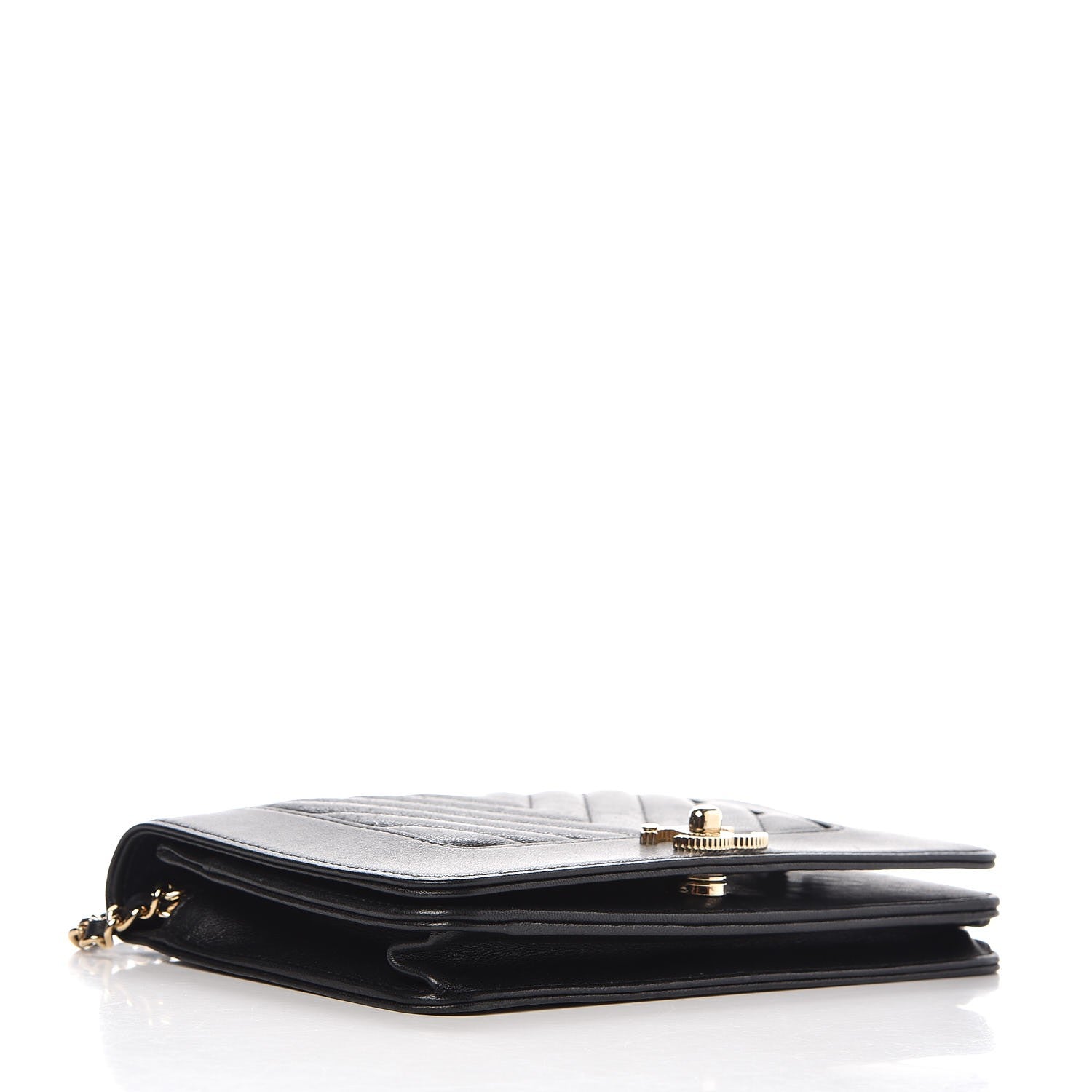 Chanel Sheepskin Quilted Mademoiselle Vintage Wallet On Chain WOC Black 4 of 9