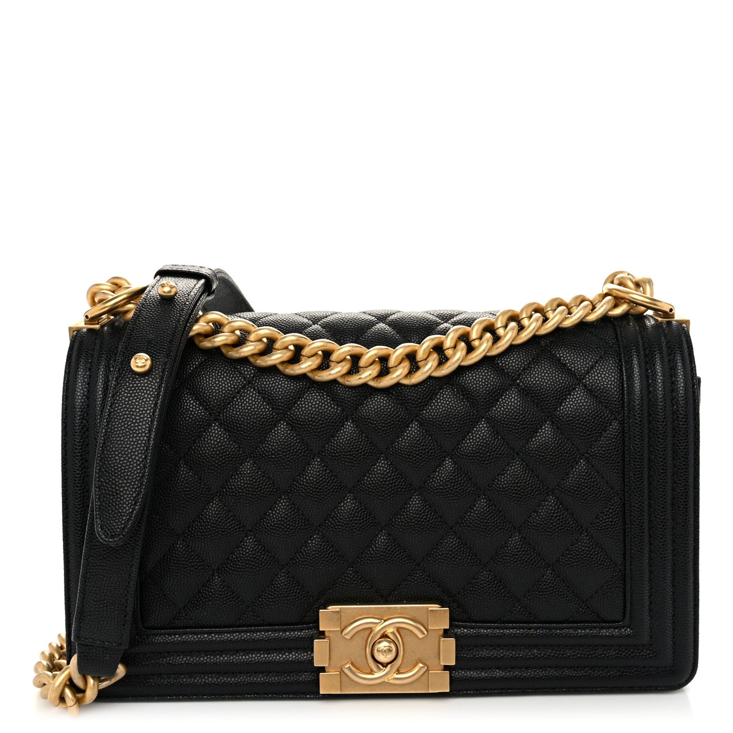 Caviar Quilted Medium Boy Flap Black