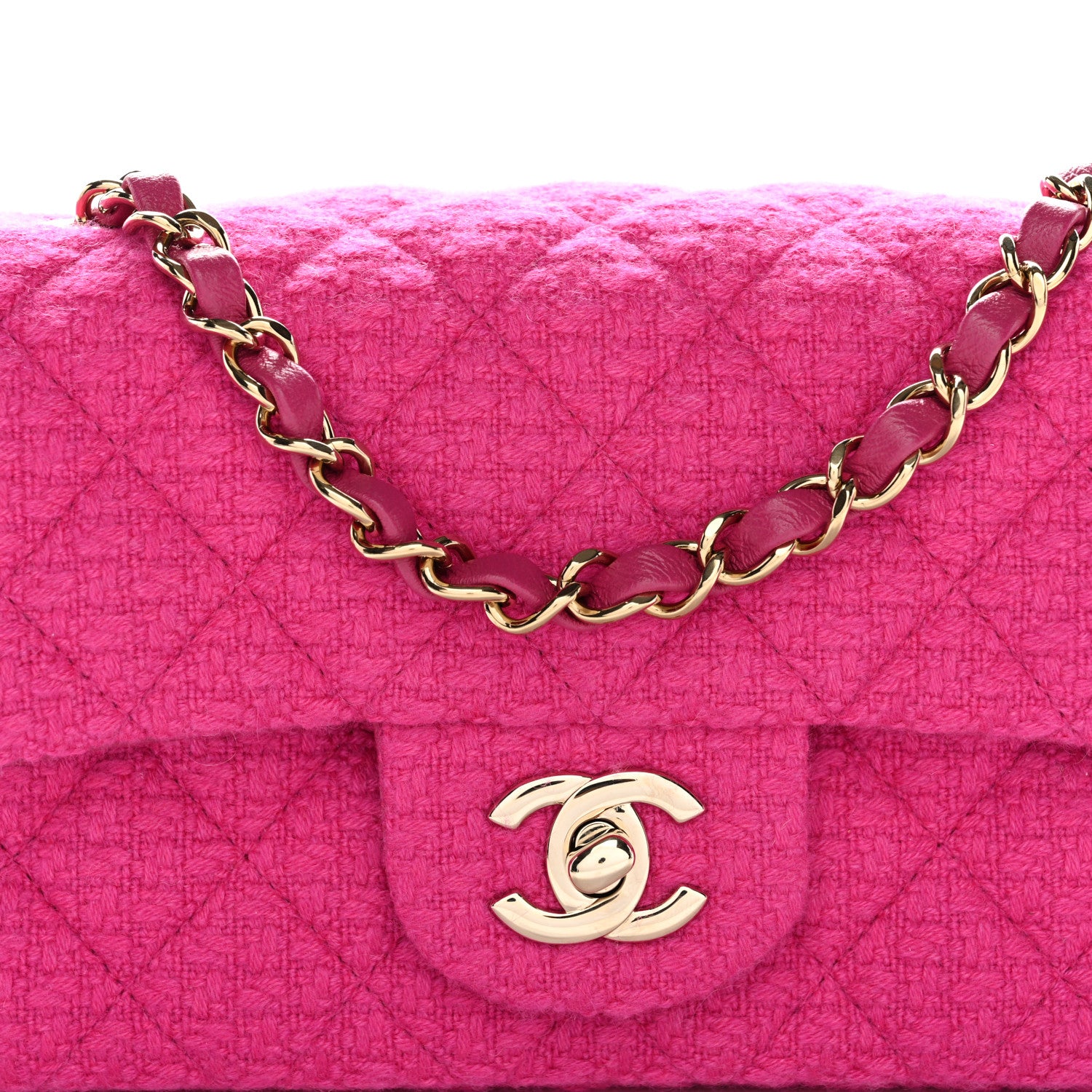 Chanel Tweed Quilted Mini Rectangular Flap Fuchsia 8 of 11