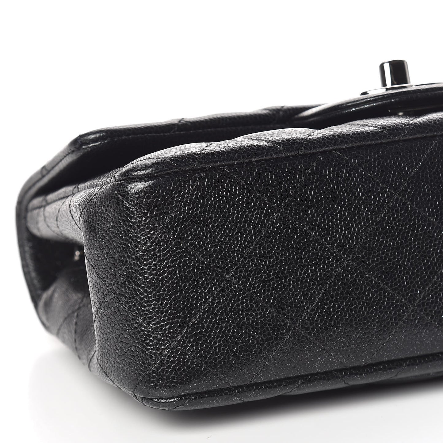 Iridescent Caviar Quilted Mini Rectangular Flap Black