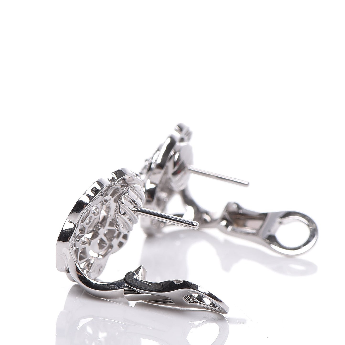 18K White Gold Diamond Bouton de Camelia Earrings