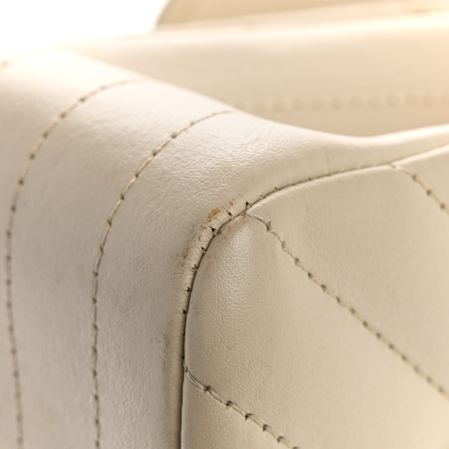 Calfskin Chevron Quilted Small Double Flap White