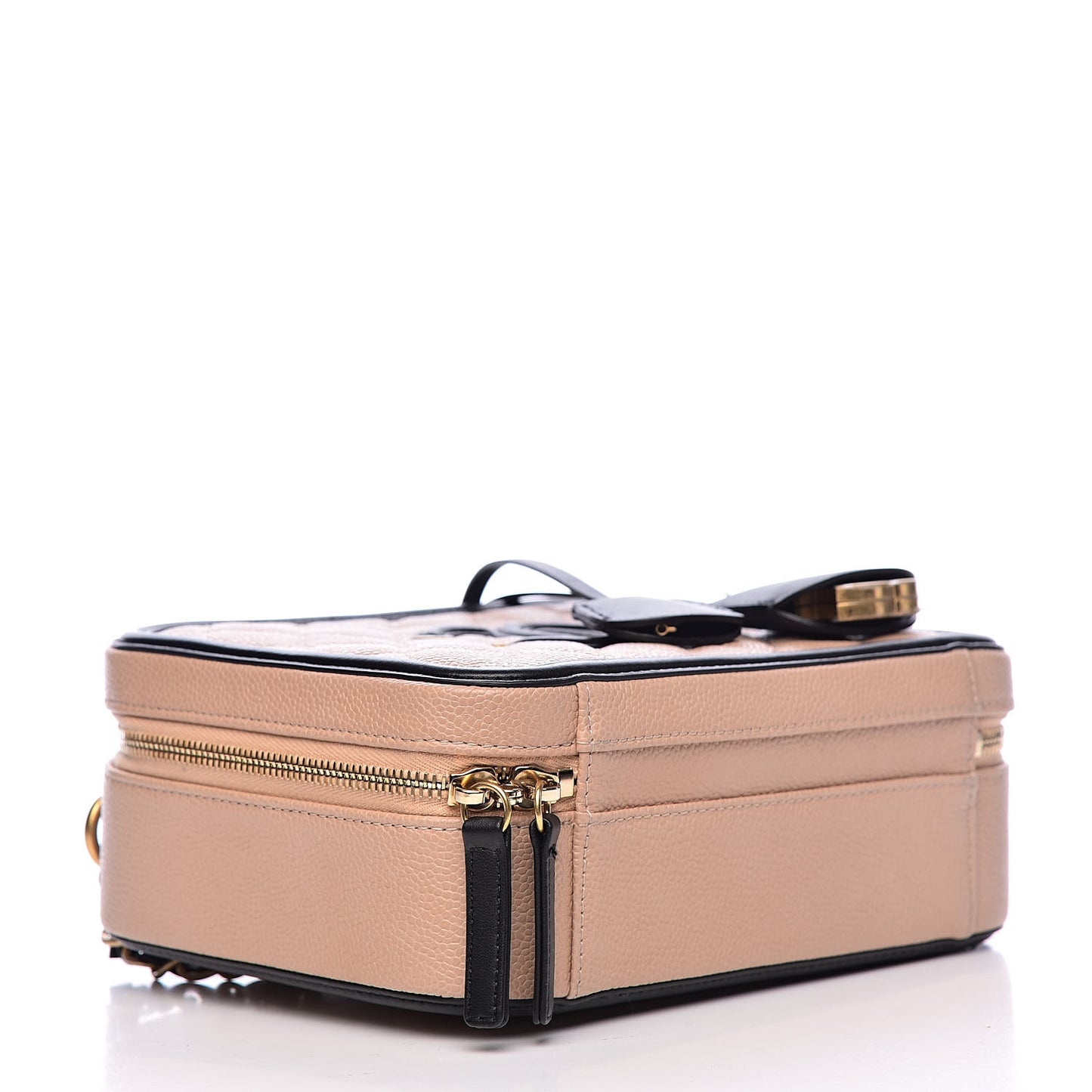 Caviar Quilted Medium CC Filigree Vanity Case Beige Black