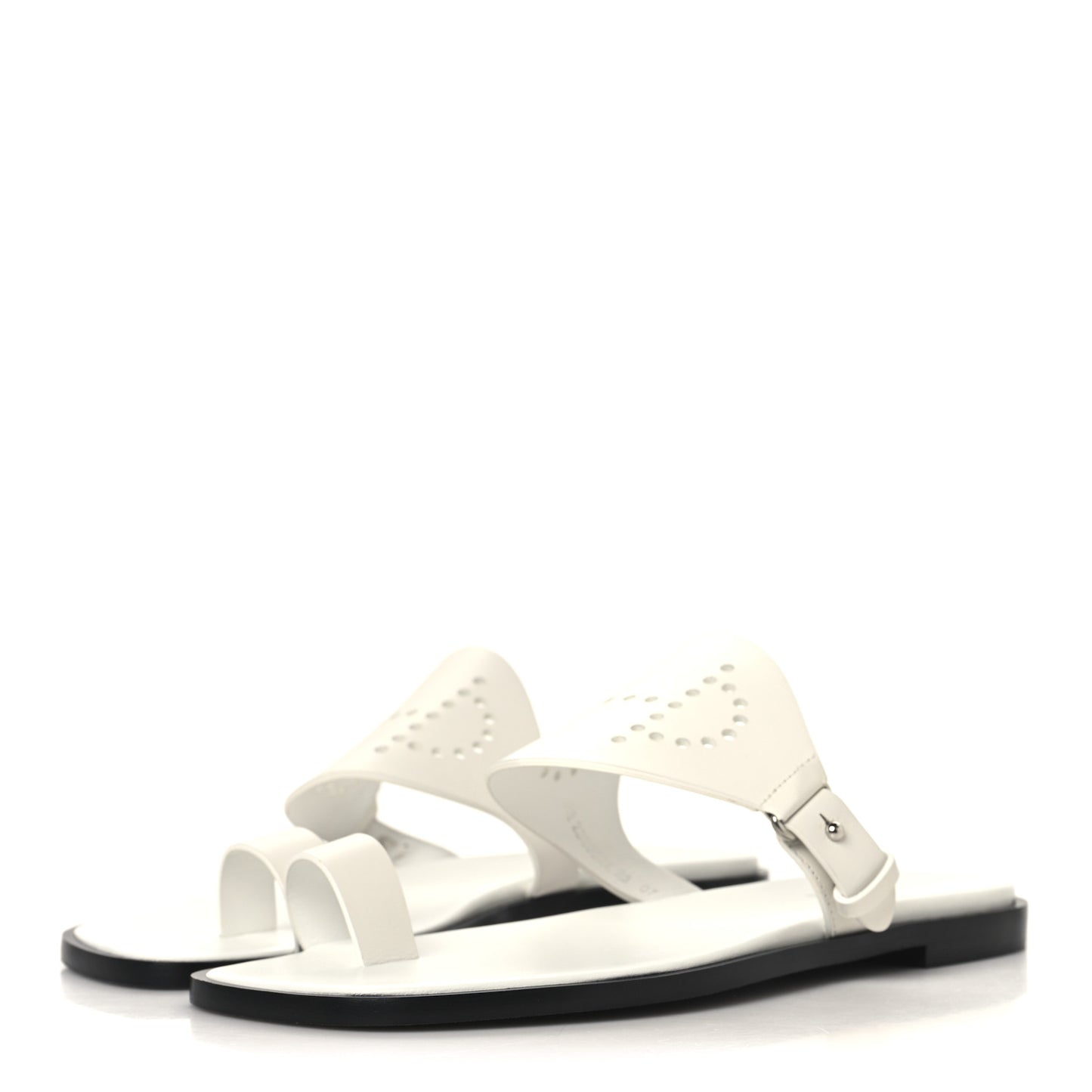 Calfskin Perforated Hera Sandals 36 White