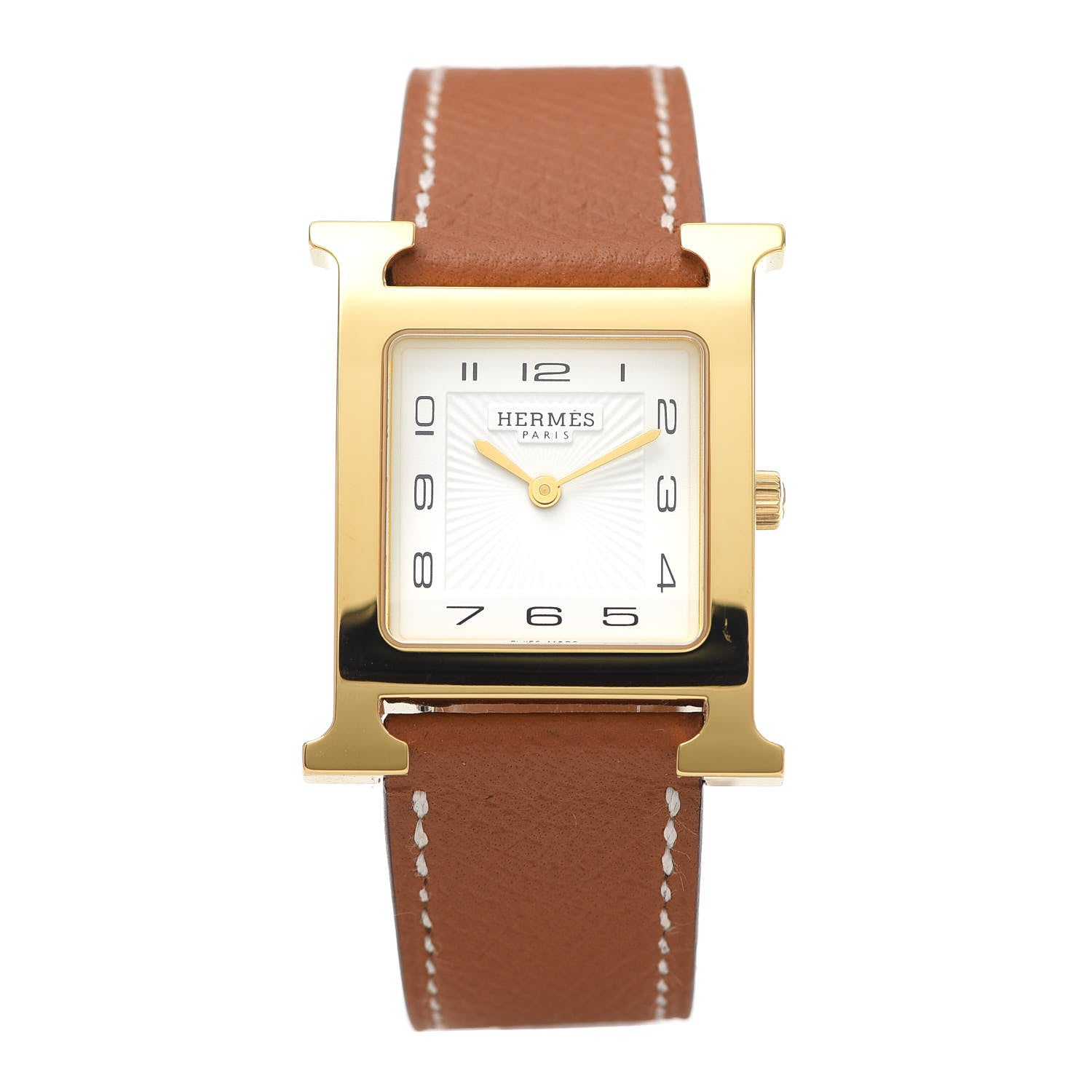 Hermes Stainless Steel Epsom 26mm Heure H Hour Quartz Watch Gold 1 of 7