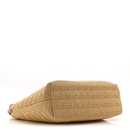 Gucci Raffia Woven Logo Patch Medium Tote Bag Natural Brown Multicolor 4 of 10