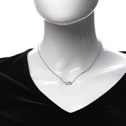 Cartier 18K White Gold Diamond Agrafe Pendant Necklace 2 of 6