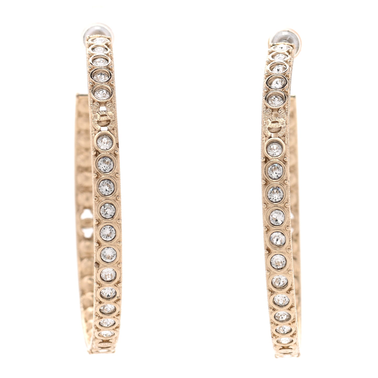 Crystal CC Hoop Earrings Gold