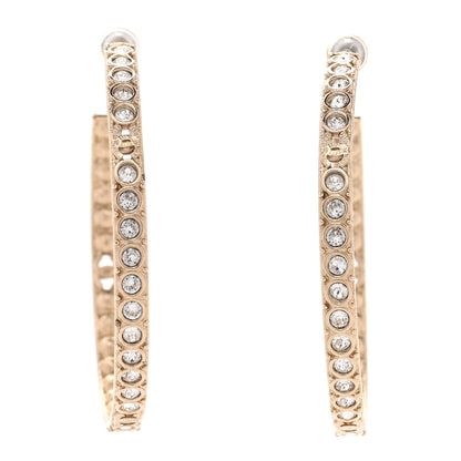 Chanel Crystal CC Hoop Earrings Gold 1 of 5