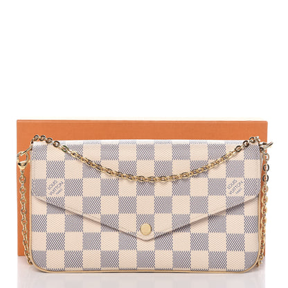 Louis Vuitton Damier Azur Pochette Felicie Chain Wallet Rose Ballerine 12 of 12