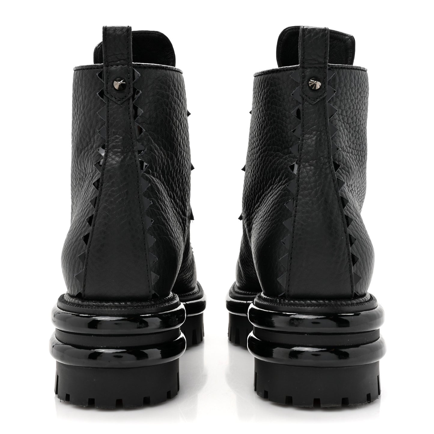 Grained Calfskin Pole Sweed Flat Boot 35.5 Black