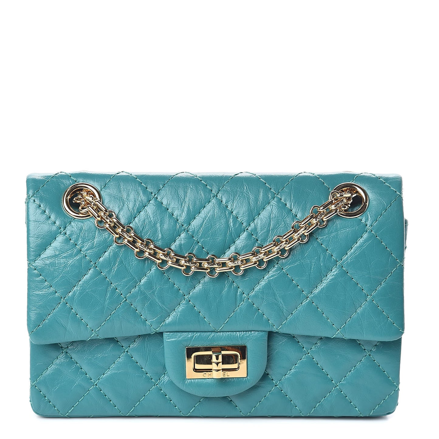 Aged Calfskin Quilted 2.55 Reissue Mini Flap Green