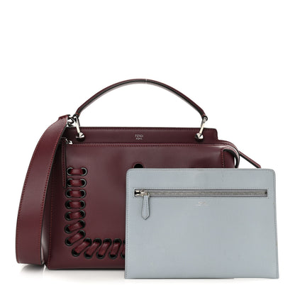 Fendi Vitello Baltico Dolce Shiny Nappa Lace Up DotCom Satchel Bordeaux 1 of 19