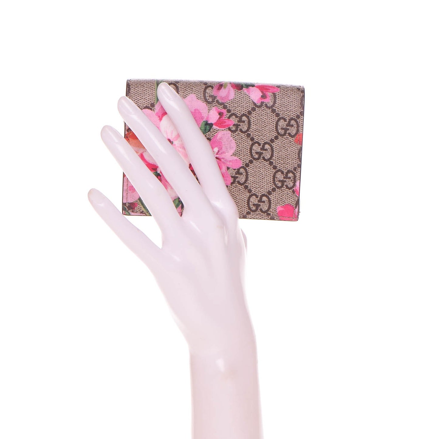 GG Supreme Monogram Blooms Card Case Beige Multicolor Dry Rose