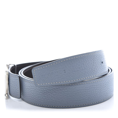 Hermes Box Togo 32mm Guilloche H Belt 100 Bleu Lin Chocolate 5 of 8