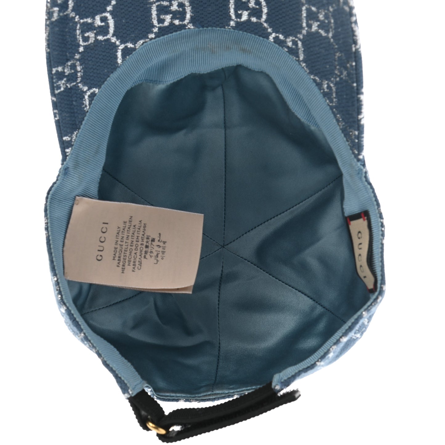 Canvas Lame GG Monogram Rush Baseball Hat M Blue Silver