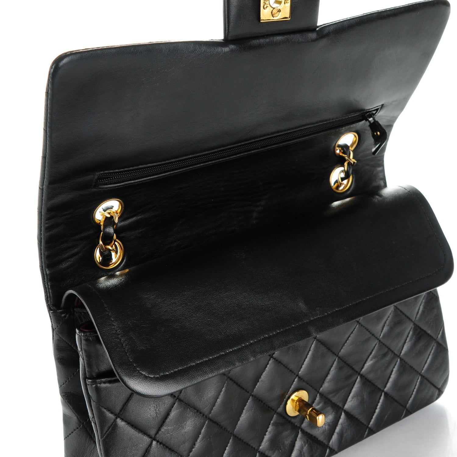 Chanel Lambskin Quilted Medium Double Flap Black 10 of 10