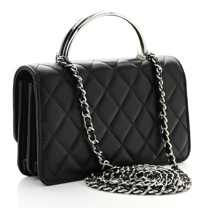 Chanel Lambskin Quilted Metal Top Handle Crossbody Flap Black 2 of 11