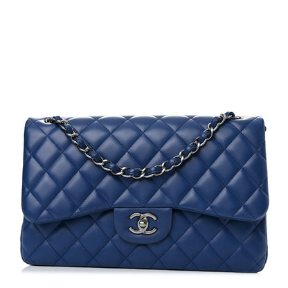 Chanel Lambskin Quilted Jumbo Double Flap Blue 1 of 12