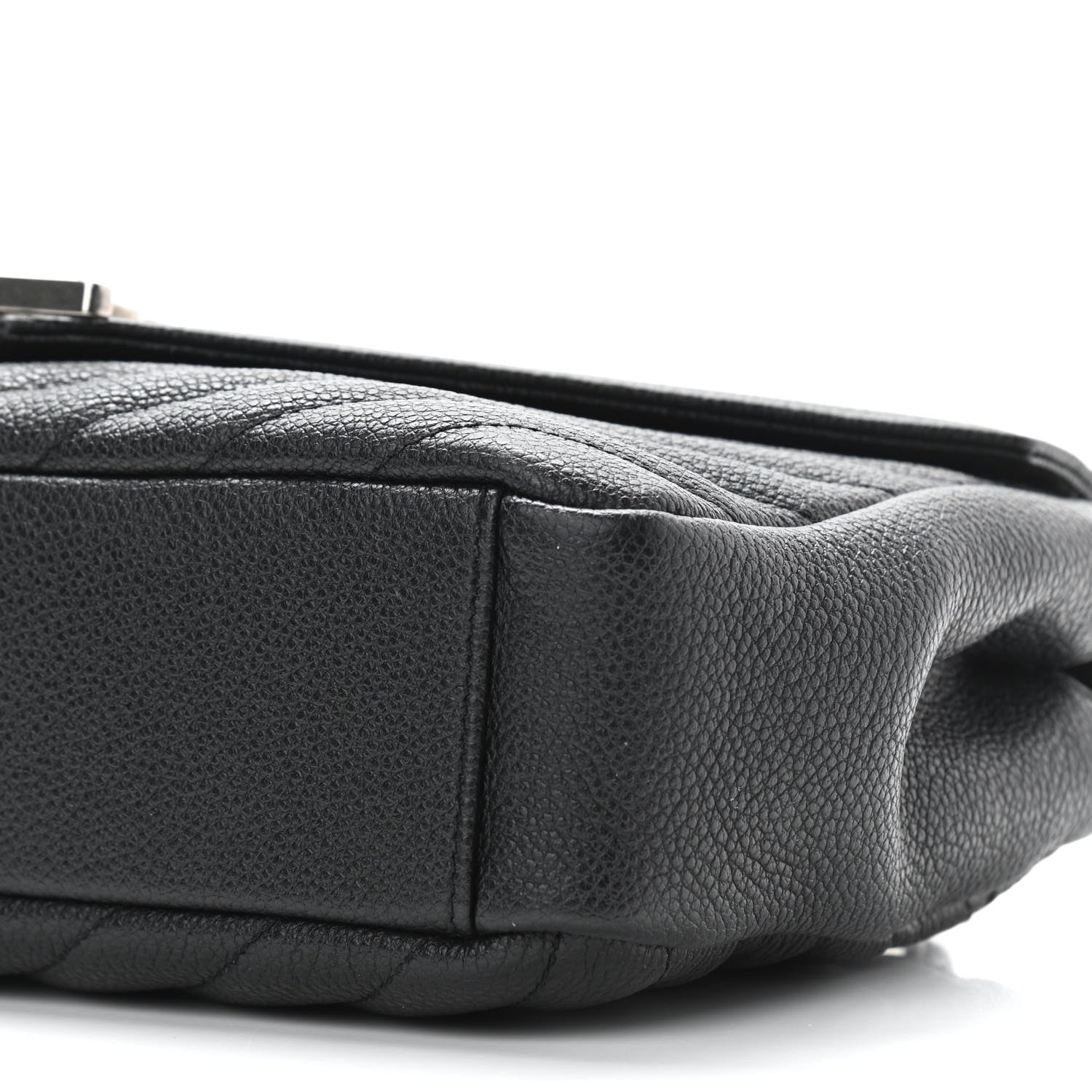 Saint Laurent Grained Calfskin Matelasse Chevron Medium Monogram Chain Bag Black 9 of 10