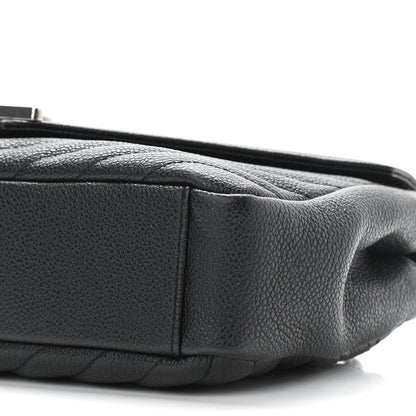 Saint Laurent Grained Calfskin Matelasse Chevron Medium Monogram Chain Bag Black 9 of 10