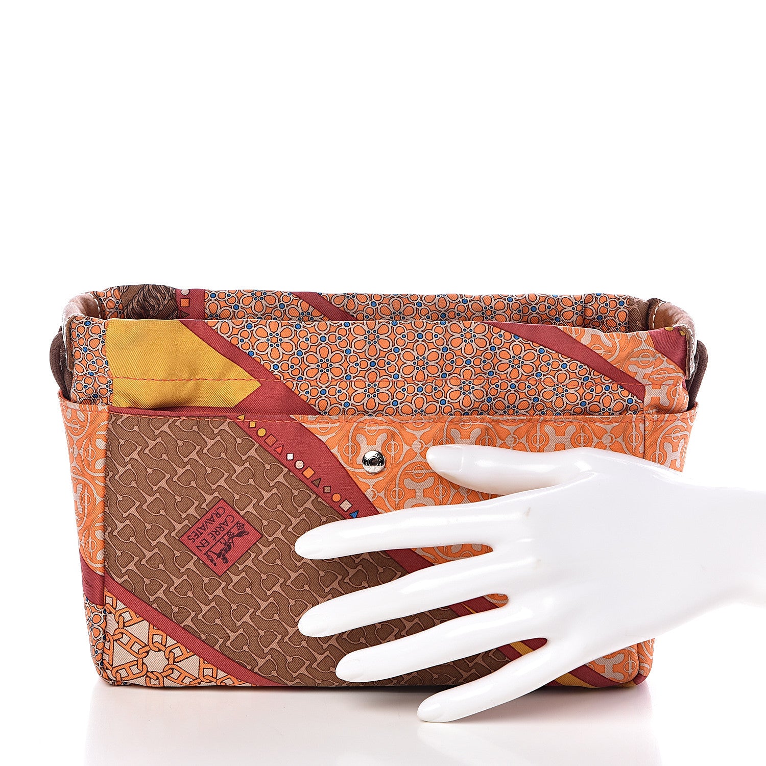 Hermes Silk Barenia Carre en Cravates Fourbi 20 PM Pouch Flamingo Pink Deer Brown 2 of 10