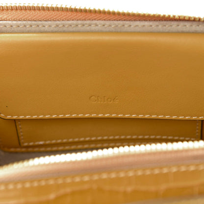 Chloe Calfskin Crocodile Embossed Mini C Vanity Bag Honey Gold 6 of 13