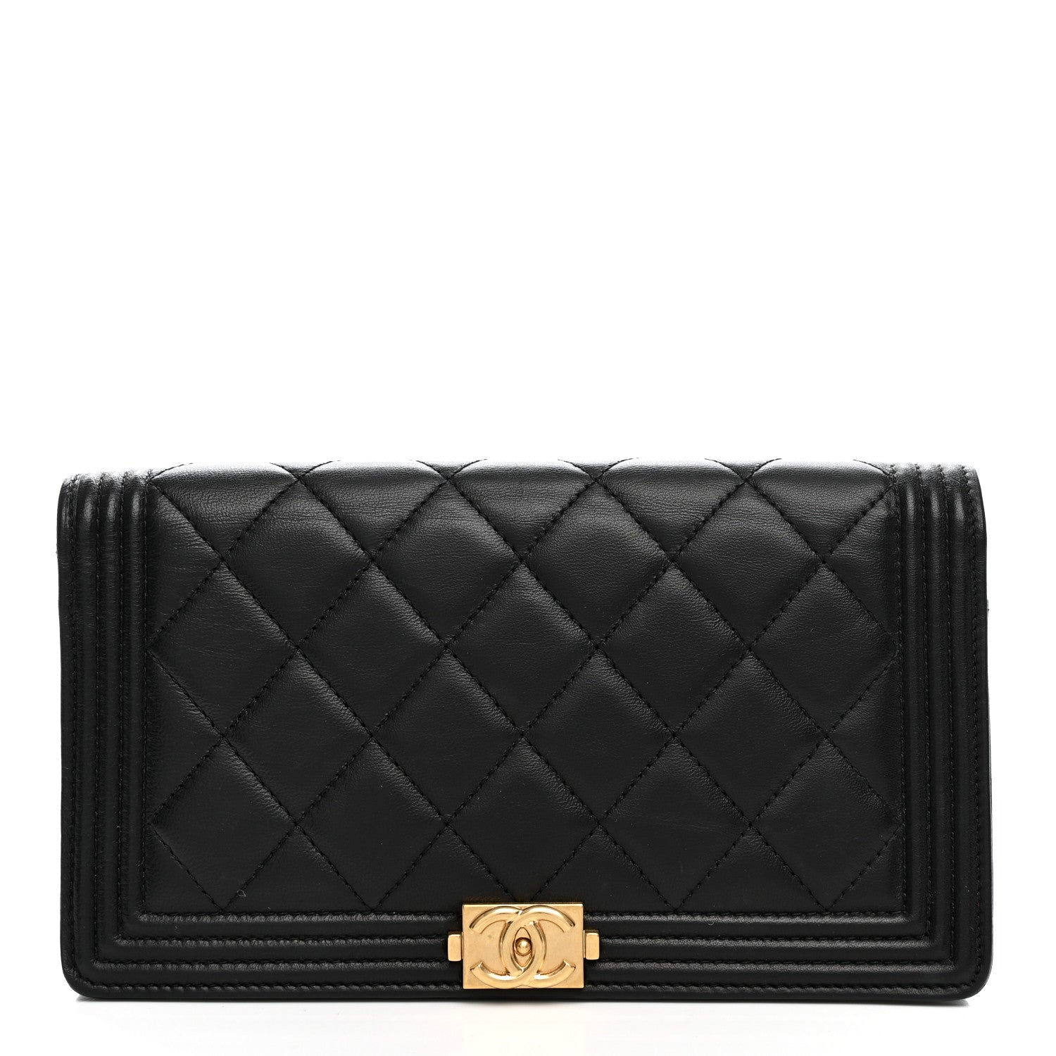 Chanel Lambskin Quilted Boy Yen Wallet Black 1 of 7