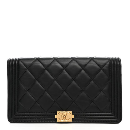 Chanel Lambskin Quilted Boy Yen Wallet Black 1 of 7
