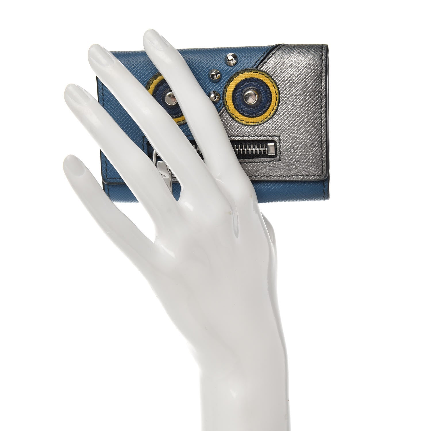 Prada Saffiano Robot 6 Key Holder Blue 2 of 6