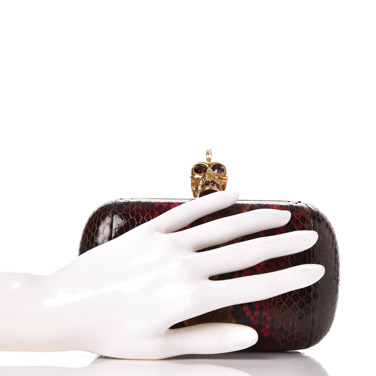 Alexander McQueen Python Punk Skull Box Clutch Red 2 of 8