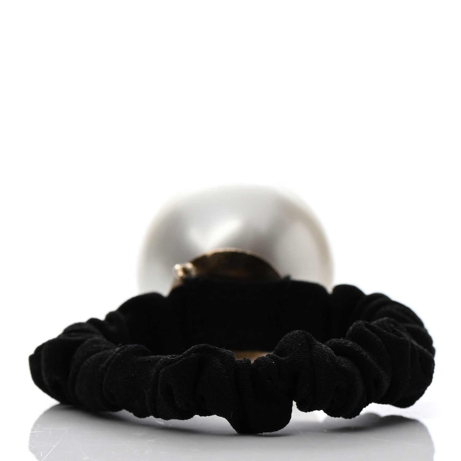 Chanel Pearl CC Hair Tie Black Gold Pearly White 3 of 4