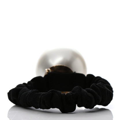 Chanel Pearl CC Hair Tie Black Gold Pearly White 3 of 4