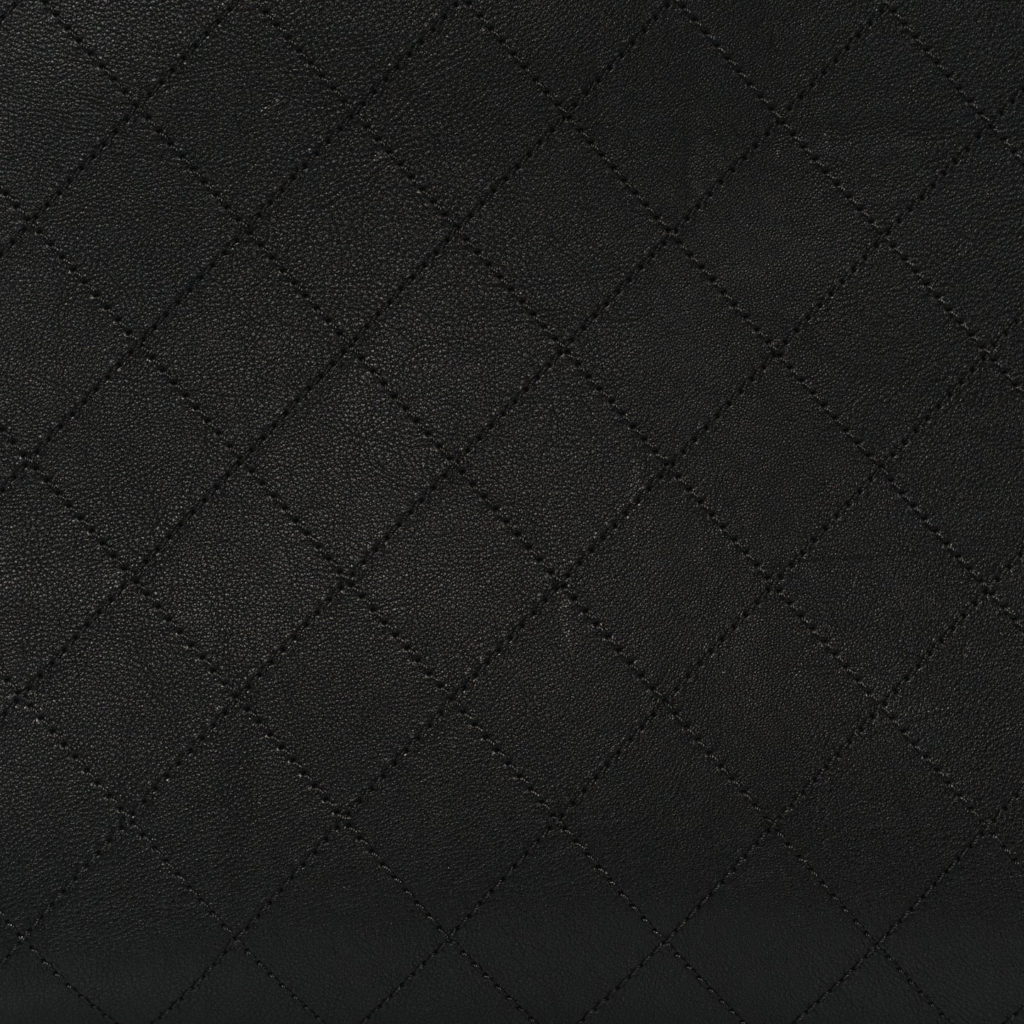 Grained Calfskin Stitched Large Label Click Shopper Tote Black