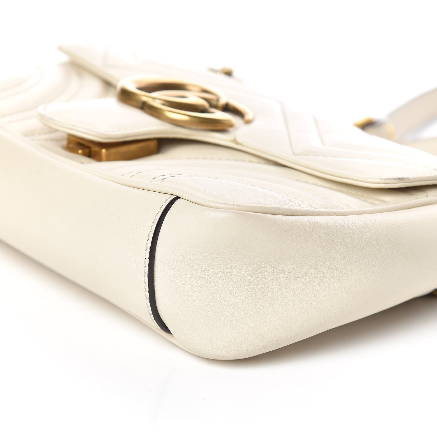 Gucci Calfskin Matelasse Mini GG Marmont Shoulder Bag White 6 of 13