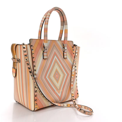 Valentino Garavani Vitello Native Couture 1975 Rockstud Double Handle Tote Mandarin Sorbet 3 of 10