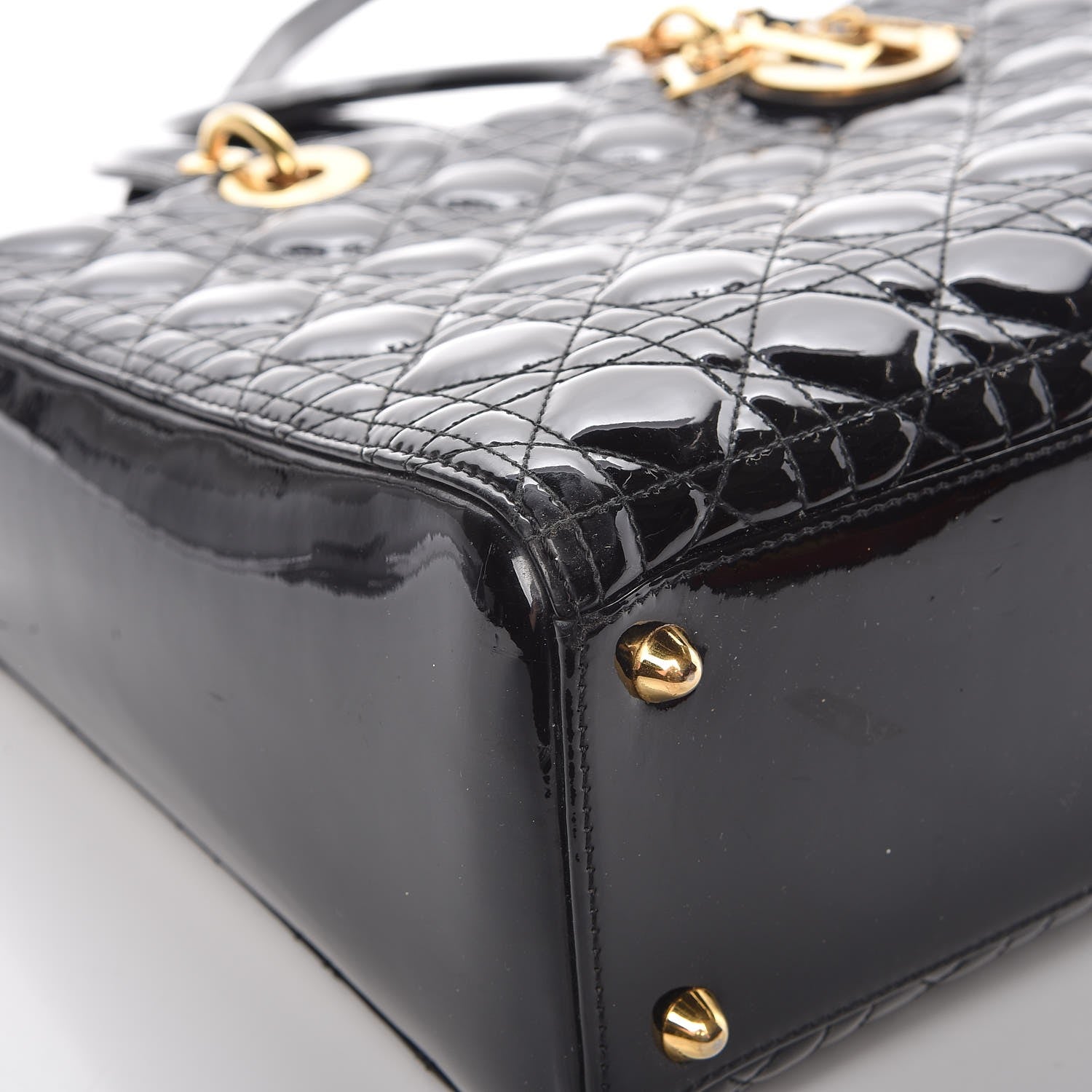 Christian Dior Patent Cannage Large Lady Dior Black 9 of 12