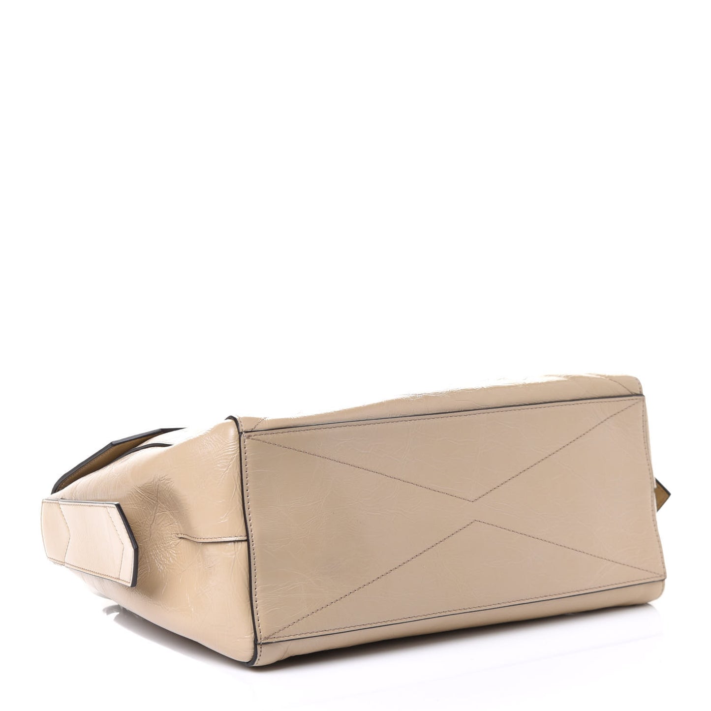 Creased Patent Calfskin Medium ID Flap Beige