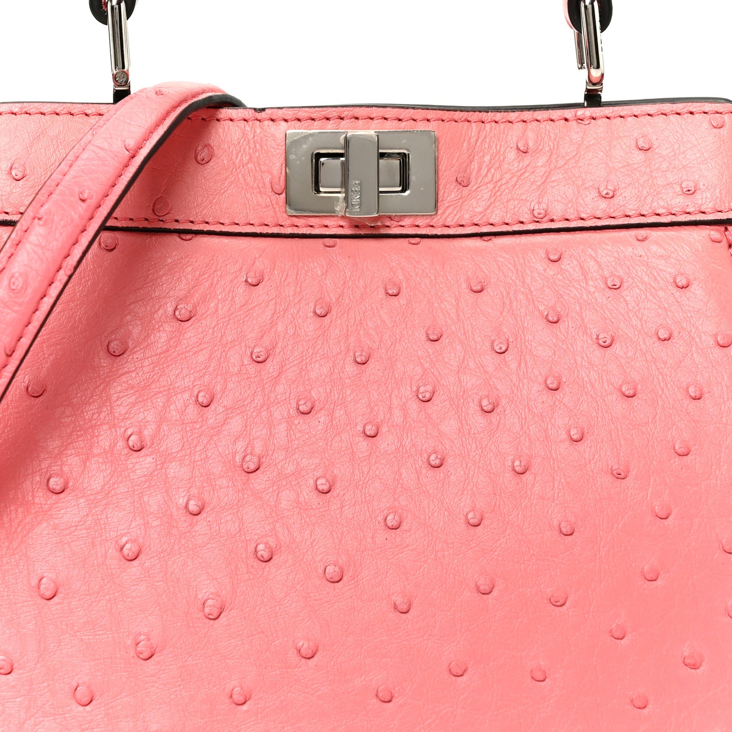 Ostrich Shiny Nappa Petite Peekaboo I SEE U Satchel Pink Dalia