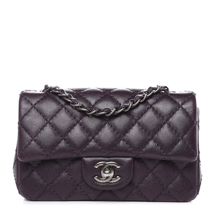 Chanel Washed Caviar Quilted Mini Rectangular Flap Dark Purple 1 of 10