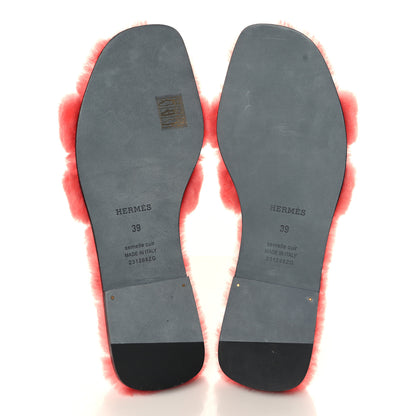 Hermes Woolskin Oran Sandals 39 Rose Du Desert 5 of 7