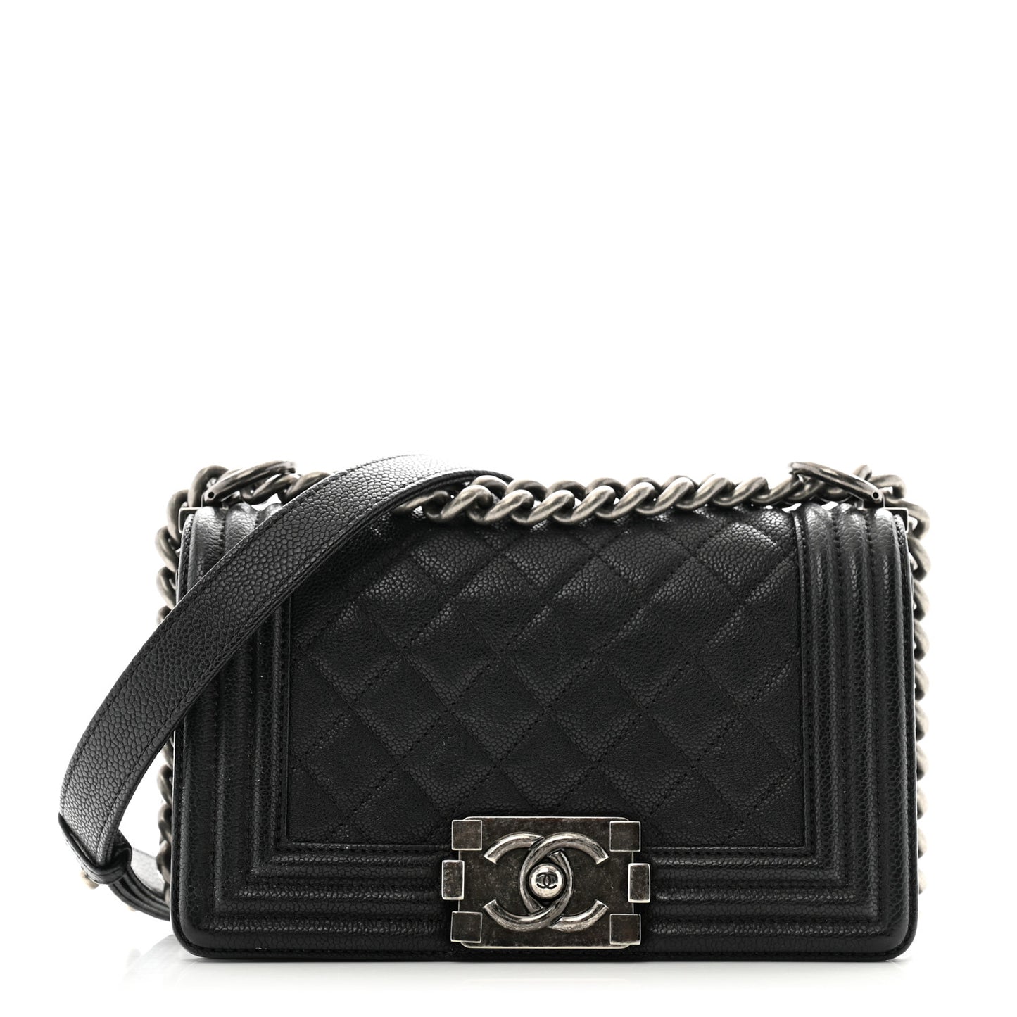 Caviar Quilted Small Boy Flap Black