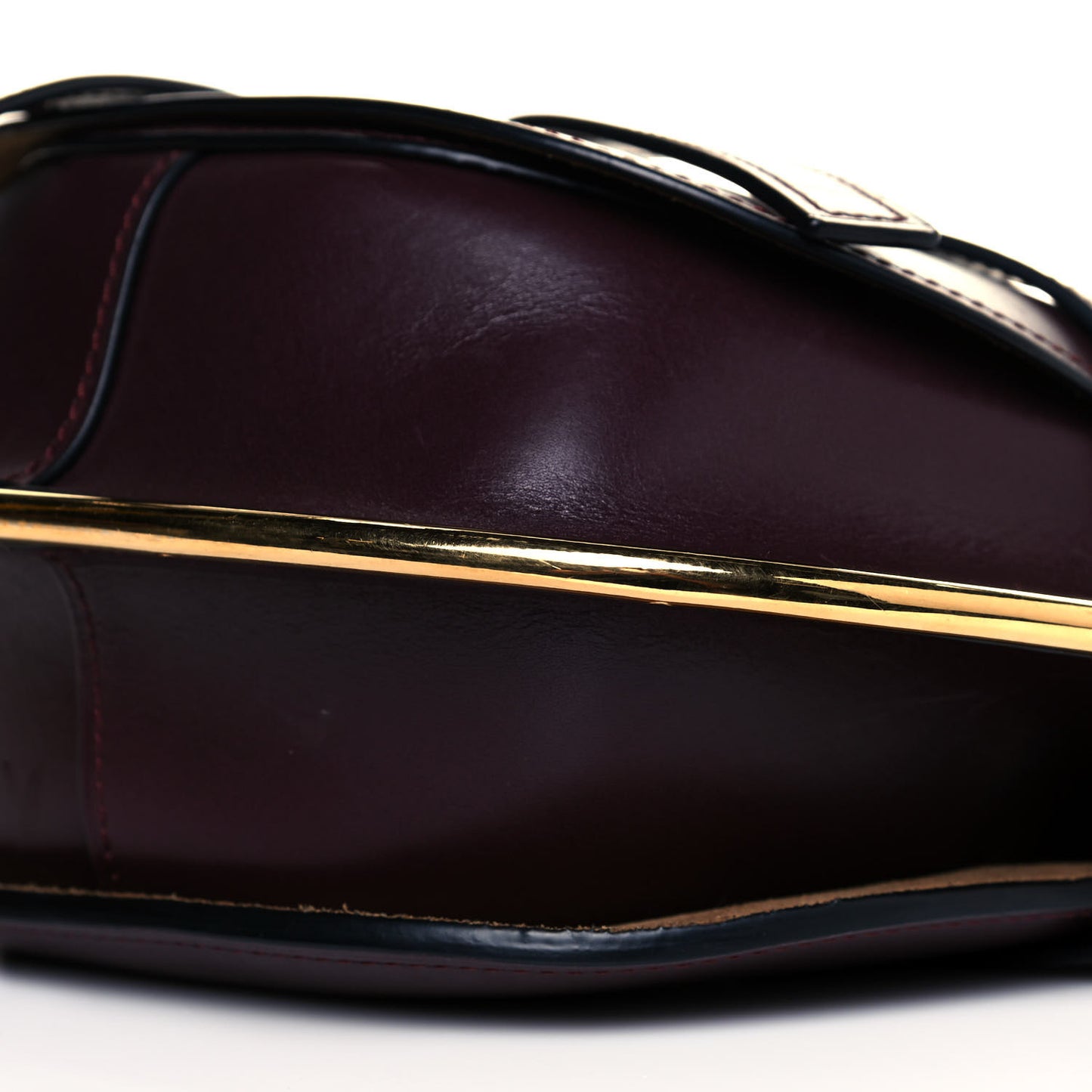 Calfskin Small Metal Gate Crossbody Bag Oxblood