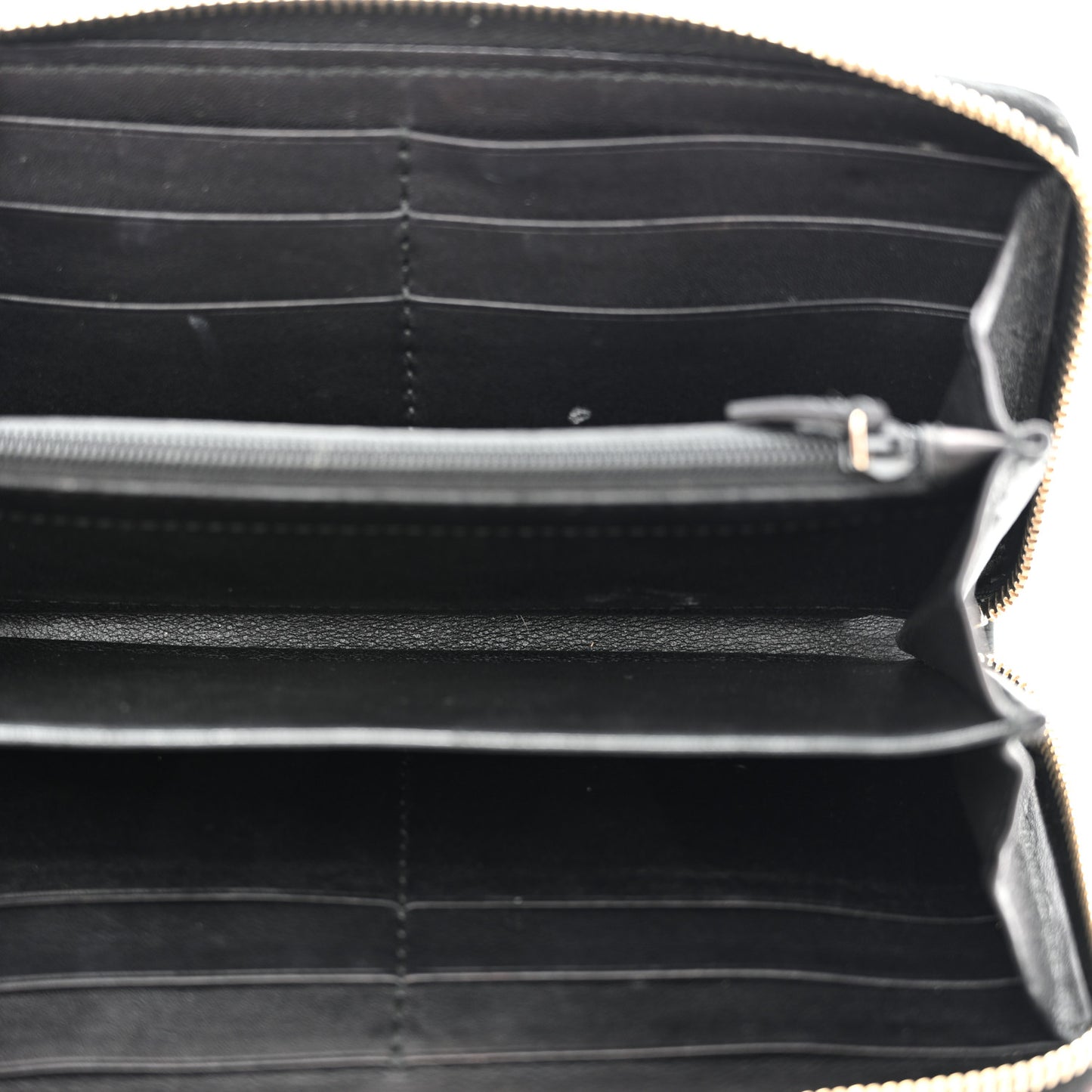 Guccissima Margaux Calfskin Metal Bar Zip Around Wallet Black
