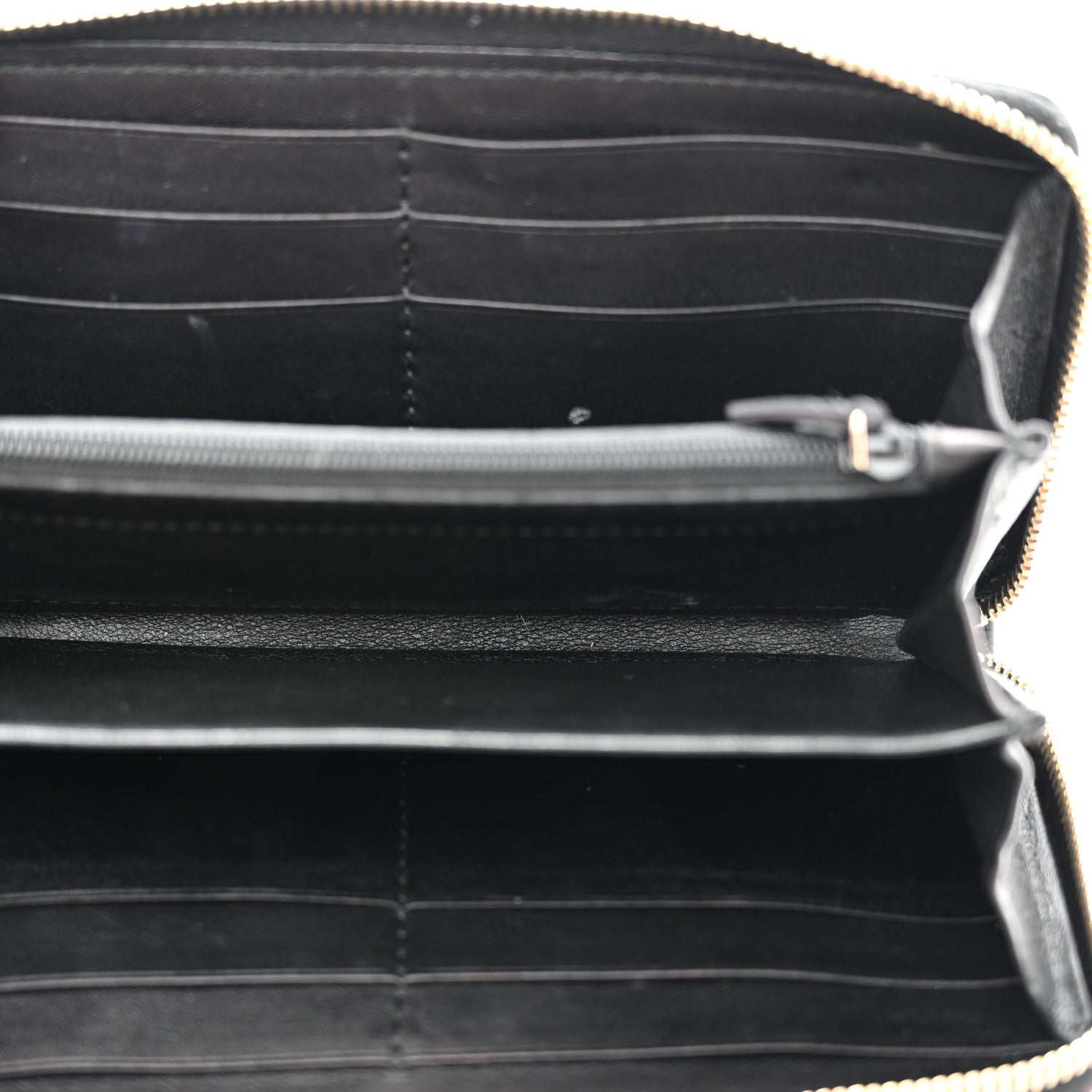Gucci Guccissima Margaux Calfskin Metal Bar Zip Around Wallet Black 5 of 8