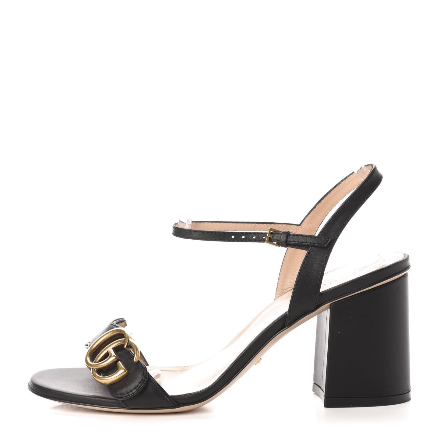 Lifford Calfskin GG Marmont Ankle Wrap 75mm Sandals 37.5 Black